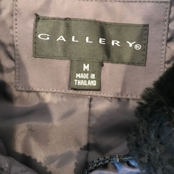 Gallery Gray Jacket with black faux fur collar Sz.M - Picture 5 of 5